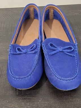 J. Crew Factory Royal Blue Suede Bow Moccasins